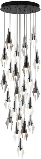 5442/137L Потолочная каскадная люстра Odeon Light Afalina 5442/137L черный/бел.матовый/прозрачн./дымчатый/металл/стекло LED*137W 3000K (220V, на проводе)