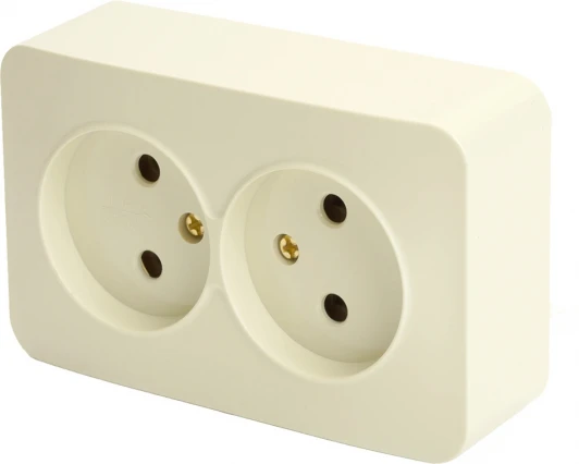 49495 Розетка двойная без заземления (слоновая кость) Stekker София 49495