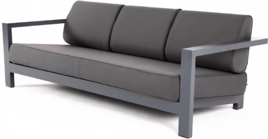 GRA-S-3-001 RAL7024  Muar (D-gray027) "Гранада" диван 3-местный, каркас алюминий темно-серый (RAL7024) муар, ткань темно-серая 027 4SIS арт.УТ-00007508