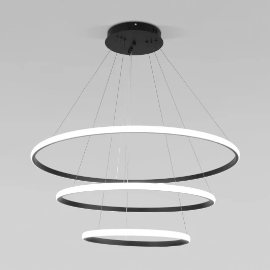 90264/3 черный Подвесной светодиодный светильник ярусный Collars 90264/3 черный Eurosvet (регулировка яркости, 220V, пульт управления, на тросе)