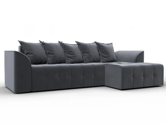 136724 Диван угловой Лига-113 угол правый (ДСП,Велюр/Серый) Лига Диванов 136724