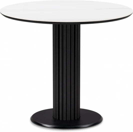 612157 Кухонный стол Notta Кэмерон 90х90х75 белый мрамор snow white / черный (Керамика) арт.612157