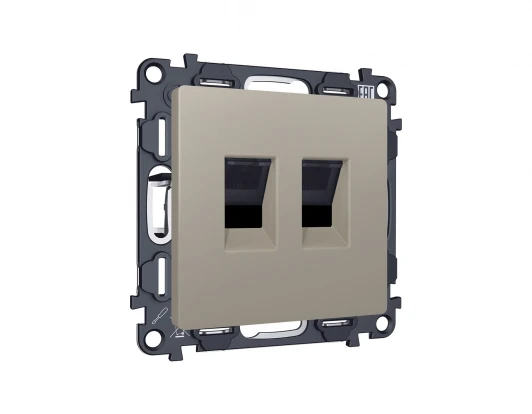 MA372110 Комплект механизма двойной Ethernet RJ-45 розетки с автоматической защитной шторкой встраиваемый (серо-бежевый матовый) Ambrella Volt QUANT MA372110