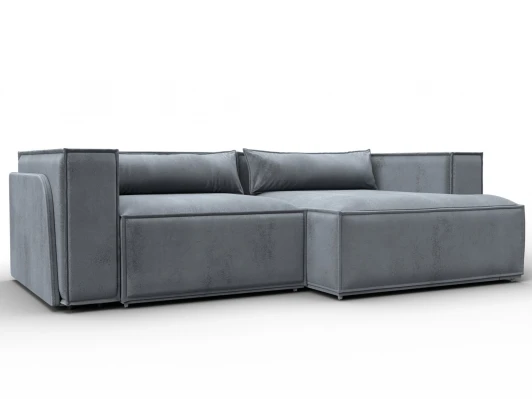 131152 Диван угловой Лига-061 угол правый (ДСП,Брус,Фанера,Велюр/Серый) Лига Диванов 131152