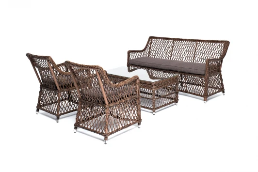 AS2C2JT-4-SET brown Лаунж-зона из искусственного ротанга на 4 персоны, цвет коричневый 4SIS Асти AS2C2JT-4-SET brown