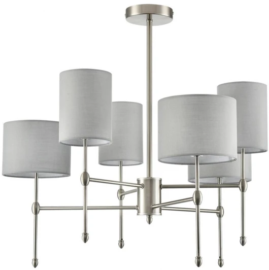 8262/6C Потолочная люстра на штанге Lumion Latti 8262/6C металл/текстиль, никель/серый E14 6*40W 220V