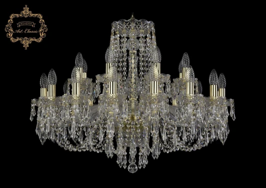 11.23.16+8.300.Gd.Dr Подвесная большая люстра Art Classic 11.23 11.23.16+8.300.Gd.Dr (220V, хрусталь, на цепи, подсвечник, свеча)
