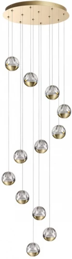 5101/60L Каскадная люстра Odeon Light Sono 5101/60L под латунь/прозрачный/акрил LED 60W (12*5W) 4000K (220V, на проводе)