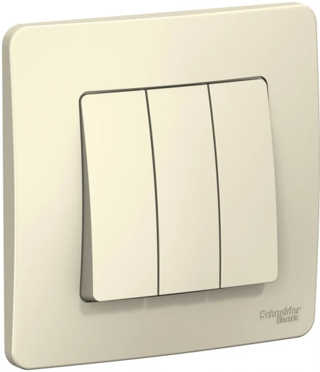 BLNVS100502 Выключатель встраиваемый трехклавишный (молочный) Systeme Electric Blanca BLNVS100502