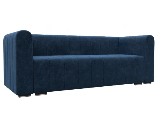 129988 Диван прямой Лига-073 (ДСП,Фанера/Пластик/Велюр/Синий) Лига Диванов 129988