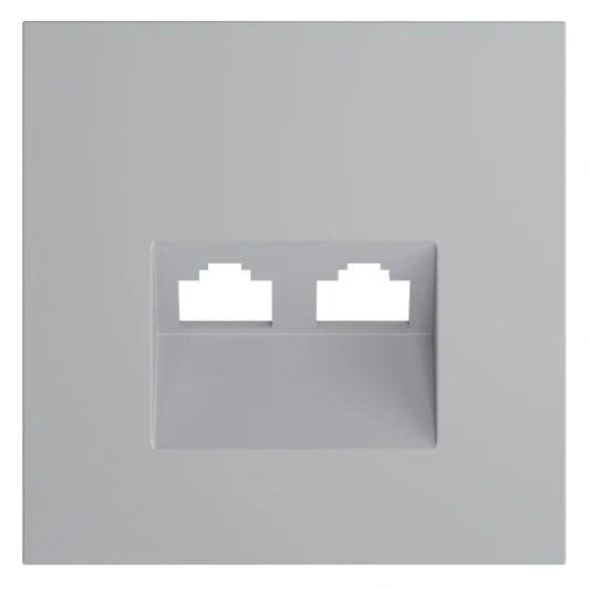 VLS001416 Накладка для розетки компьютерной двойной RJ45+RJ45 кат.6 (серый) Voltum S70 VLS001416