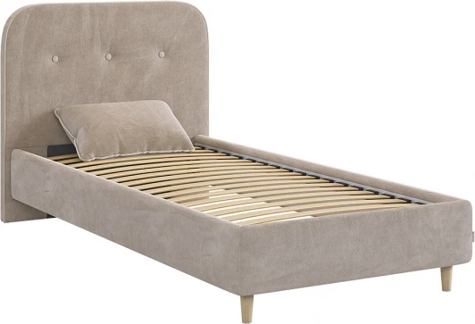 KM0.9-19.2765 Кровать с основанием Лео 90х200 см Mebelson (ДСП,Ткань/Латте,Капучино) арт.KM0.9-19.2765