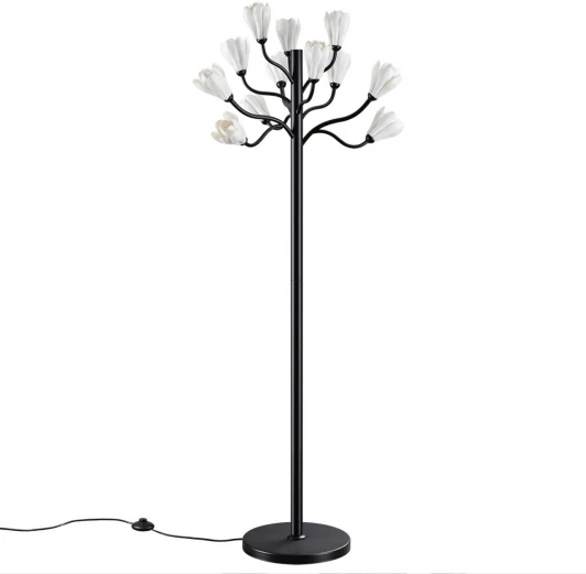 5090/12F Торшер Odeon Light Gardi 5090/12F черный матовый/белый/фарфор G4 LED 12*5W (220V, выключатель, цветы)