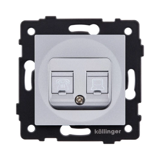 REA-011GY Розетка двойная RJ11 + RJ45 серый Kollinger REA-011GY для Aspekt, Eleganz, Reflex