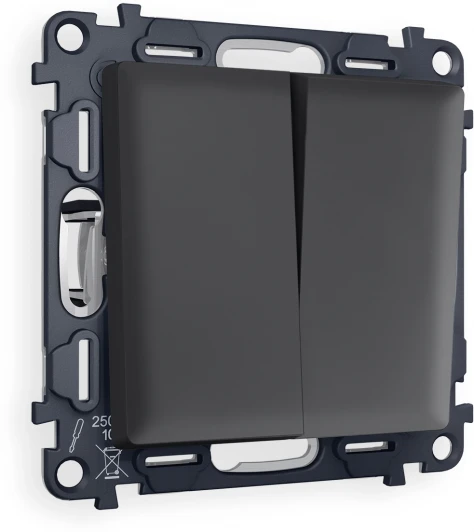 MA903010 Комплект механизма Ambrella Volt 2-клавишного выключателя ALFA MA903010 Графит мягкое касание QUANT