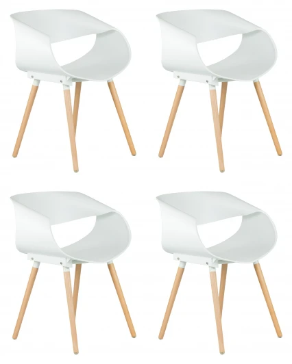 LMZL-PP682-N_LB-TR_P-W-02 Набор 4 шт стул обеденный DOBRIN ALIEN (ножки светлый бук, цвет белый (W-02))