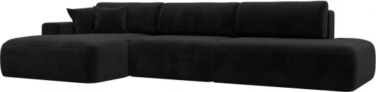 121431L Диван угловой Лига-036 НПБ Модерн Лонг левый угол (Черный/Велюр) Лига Диванов арт.121431L