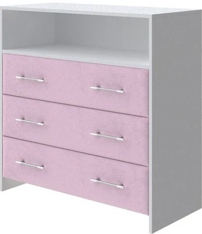 2024864 PROxSON Комод Varna (ЛДСП Белая+ткань Белый/Teddy Розовый фламинго) 90x40