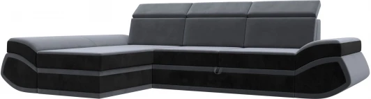 121647L Диван угловой Лига-032 левый угол (Серый,Черный/Велюр) Лига Диванов арт.121647L