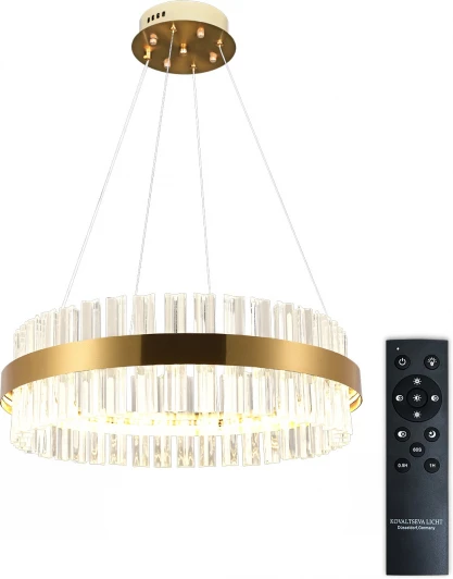 INNOVATION STYLE 83151 Подвесная люстра светодиодная нимб с пультом ДУ 100W, золото, LED Natali Kovaltseva INNOVATION STYLE 83151 (регулировка яркости, 220V, на тросе, круглые)