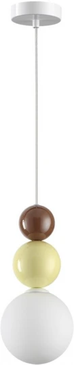 6557/1 Подвесной светильник Lumion Bonbones 6557/1 белый/белый, коричневый, персиковый/металл/металл, стекло G9 1*20W 220V (на проводе, шарики)