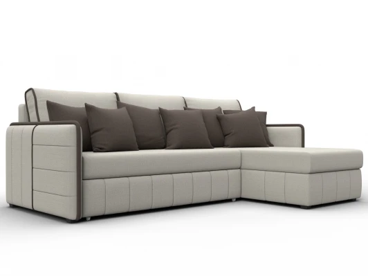 130977 Диван угловой Лига-078 угол универсальный (ДСП/Пластик/Рогожка/Бежевый,Коричневый) Лига Диванов 130977