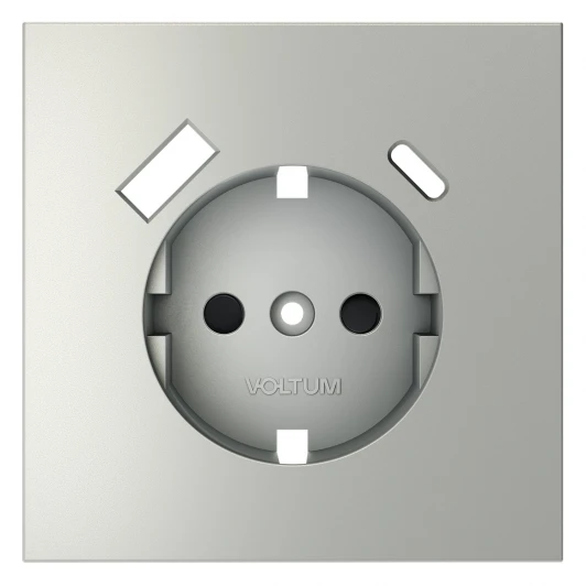 VLS001005 Накладка для розетки с заземлением и защитными шторками, с USB A+C Voltum S70 VLS001005 (сталь)