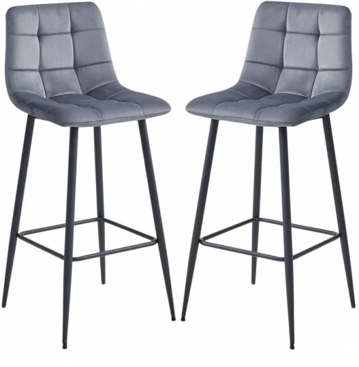 HSBI_BC101_grey_2 Набор из 2 стульев барных Balance Fusion Hesby (Металл/Велюр, Серый) арт.HSBI_BC101_grey_2