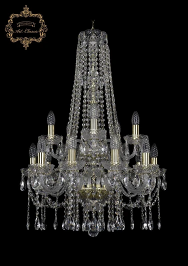 11.12.10+5.195.2d.h-85.Gd.Sp Подвесная люстра Art Classic 11.12 11.12.10+5.195.2d.h-85.Gd.Sp (220V, хрусталь, на цепи, подсвечник, свеча)