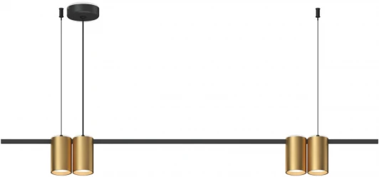 DK4061-BK+SG Подвесной светильник Denkirs Orbit DK4061-BK+SG 4xGU10 LED до 15 Вт, черный + сатинированное золото (220V, на тросе)
