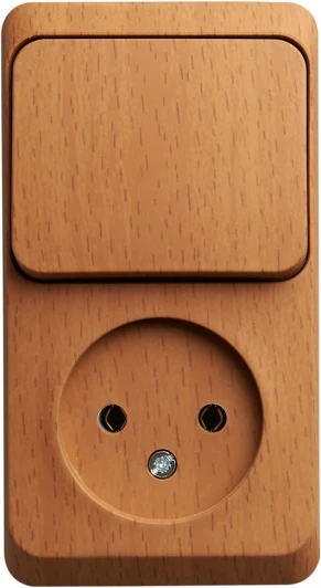 BPA16-204T Розетка накладная без заземления с одноклавишным выключателем (бук) Systeme Electric BPA16-204T