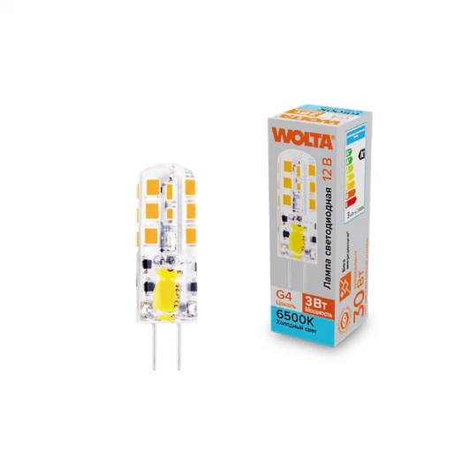 WSTD-JC-12V3W6KG4-S Светодиодная лампа 3Вт 6500K G4 Wolta WSTD-JC-12V3W6KG4-S