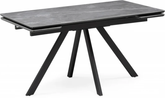 612898 Керамический стол Notta Вилли 140(200)х80 серый мрамор larka grey / черный арт.612898