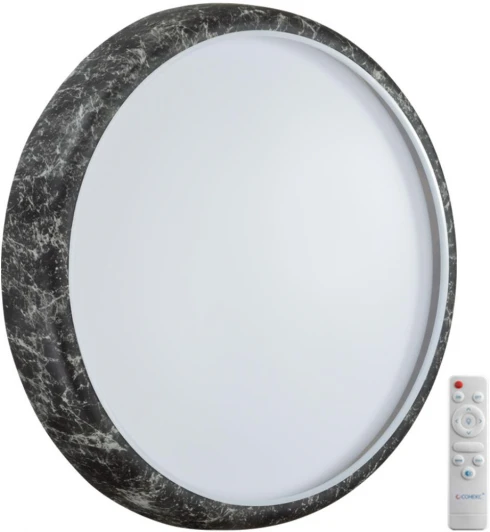 7639/EL Настенно-потолочный светильник Sonex Mramo Black 7639/EL COLOR SN пластик/черн. мрамор LED 70Вт 3000-6000K D510 IP43 пульт ДУ (220V, круглые)