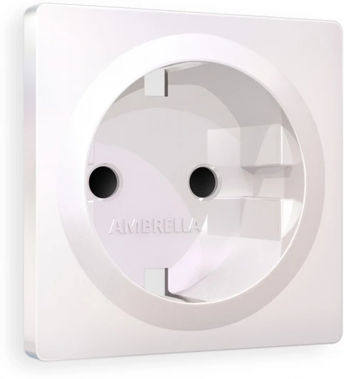 AP2070 Лицевая панель Ambrella Volt ALFA (Жемчуг) для электрической розетки с заземлением со шторками QUANT AP2070