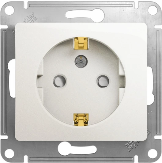 GSL000645 Розетка встраиваемая с заземлением и шторками (перламутровый) Systeme Electric Glossa GSL000645