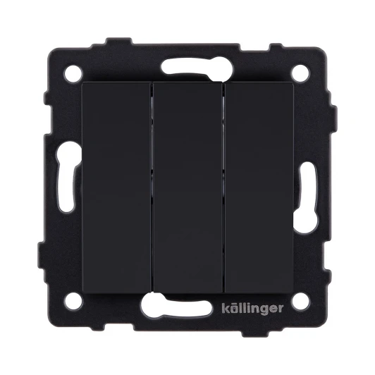 REA-S-012BM Выключатель 3-клавишный 10А/250В черный матовый Kollinger REA-S-012BM для Aspekt, Eleganz, Reflex