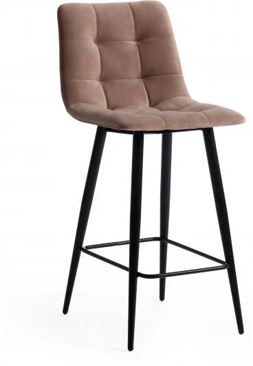 19653 Стул полубарный CHILLY (mod. 7095пб ) / 1 шт. в упаковке (Ткань,Металл /Бежевый,Черный)