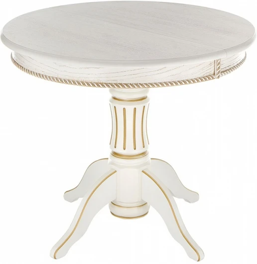 615193 Стол деревянный Woodville Павия молочный / золото патина арт.615193