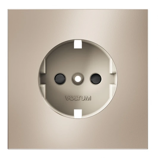 VLSM000710 Накладка для розетки с заземлением и защитными шторками (платина) Voltum S70 Metal VLSM000710