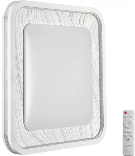 7682/EL Настенно-потолочный светильник Sonex Mavi Wood 7682/EL пластик/сер под дер LED 70Вт 3000-6000K 507х507 IP43 пульт ДУ (220V)