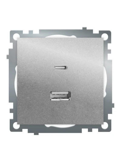 50054 Розетка USB Type A+С (серебро) Stekker Катрин 50054