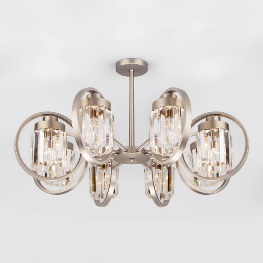 10095/8 сатин-никель Потолочная люстра Eurosvet Loraine 10095/8 сатин-никель/прозрачный хрусталь Strotskis