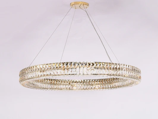 10124+4/S gold Подвесной светильник Newport 10120 10124+4/S gold (220V, хрусталь, на тросе, круглые, кольцо)