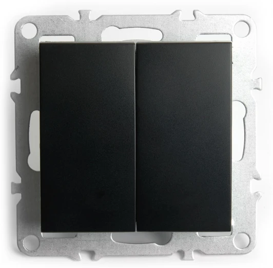 49149 Выключатель двухклавишный (черный) Stekker Эрна 49149