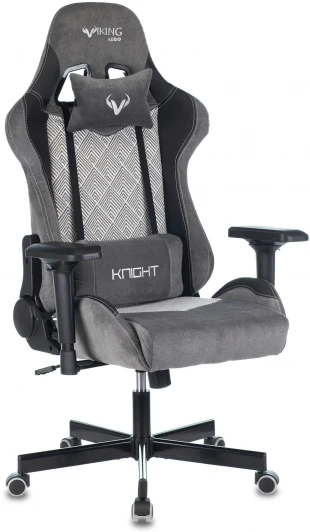 VIKING 7 KNIGHT GR Кресло игровое Zombie VIKING 7 KNIGHT Fabric серый Loft ромбик текстиль/эко.кожа с подголов. крестовина металл