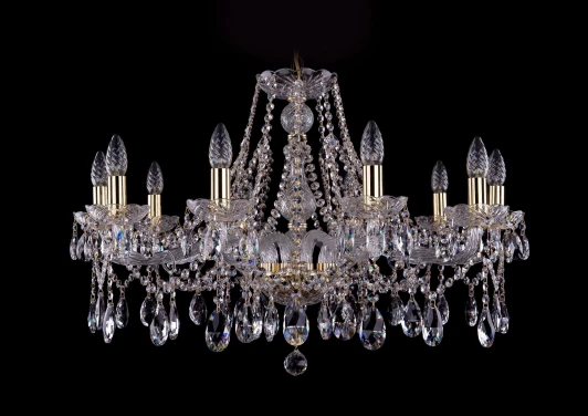 1413/10/300 G Подвесная люстра Bohemia 1413 1413/10/300/G (220V, хрусталь, на цепи, подсвечник, свеча)