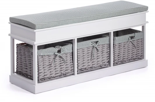 15545 Обувница с 3-я корзинами и ящиком Secret De Maison SEIGE (mod. SH-82301) дерево павловния, мдф, 110x35x50см, white (белый) Tetchair 15545