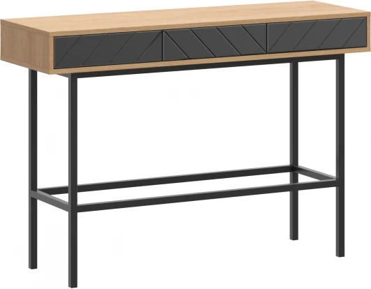 769643 Стол консольный Boho ОГОГО (арт.769643), (Стекло,ЛДСП,Металл/Дуб Корбридж,Черный)
