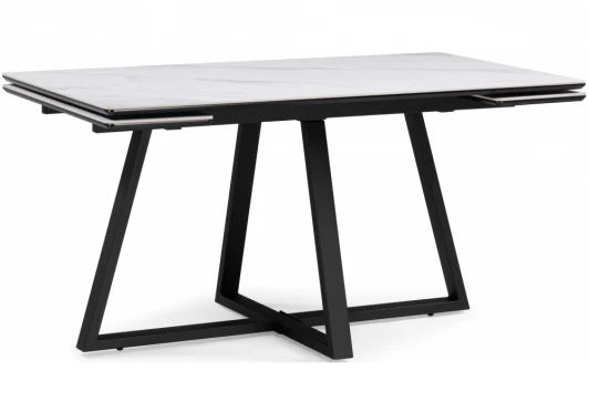 622882 Кухонный стол Notta Памелла 120(180)х80 snow alpin / черный